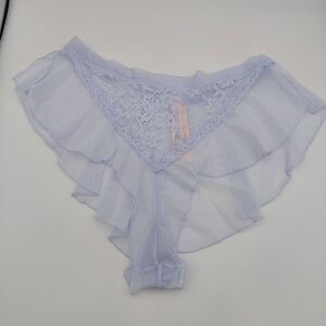 Victoria's Secret Medium Lace & Mesh Flutter Brazilian Panty Belle blue